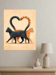 Постер на холсте &amp;quot;Два кота в форме сердца&amp;quot;