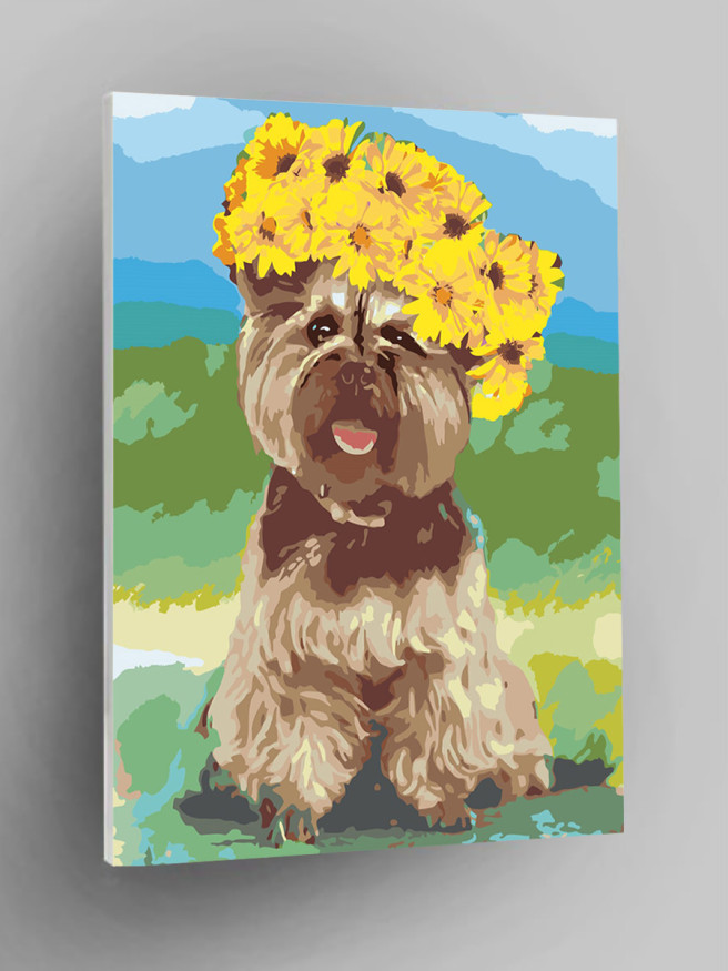 Raqamlar bo&amp;#039;yicha rasm &amp;quot;Gullar bilan yoqimli it&amp;quot;