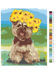 Raqamlar bo&#039;yicha rasm &quot;Gullar bilan yoqimli it&quot;