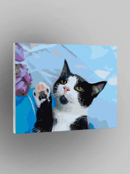 Raqamlar bo'yicha rasm "Mushukcha qo'lini ko'tarmoqda"