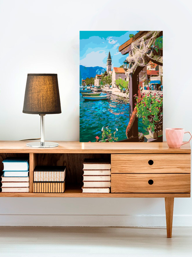 Raqamlar bo&amp;#039;yicha rasm &amp;quot;Dengiz bo&amp;#039;yidagi qishloq&amp;quot;