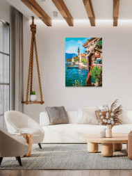 Raqamlar bo&#039;yicha rasm &quot;Dengiz bo&#039;yidagi qishloq&quot;