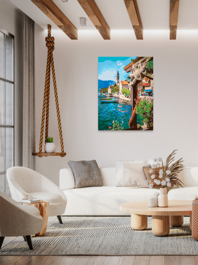 Raqamlar bo&amp;#039;yicha rasm &amp;quot;Dengiz bo&amp;#039;yidagi qishloq&amp;quot;