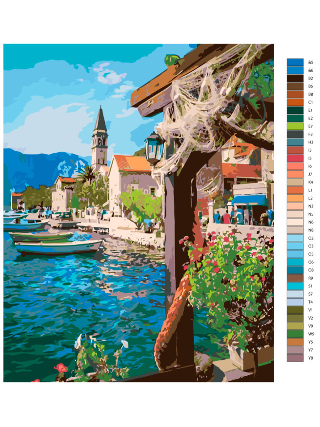 Raqamlar bo&amp;#039;yicha rasm &amp;quot;Dengiz bo&amp;#039;yidagi qishloq&amp;quot;