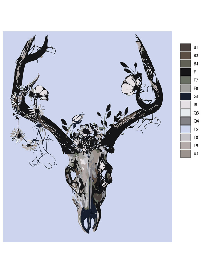 Raqamlar bo&amp;#039;yicha rasm &amp;quot;Gullar bilan bosh suyagi&amp;quot;