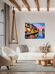 Raqamlar bo&#039;yicha rasm &quot;Daryo bo&#039;yidagi binolar&quot;