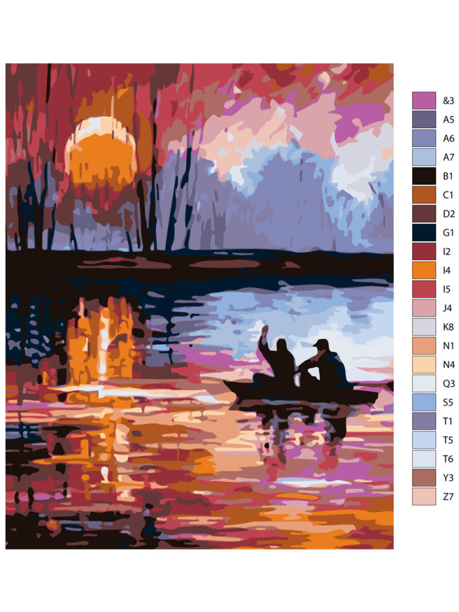 Картина по номерам &amp;quot;Пара на лодке в озере&amp;quot;