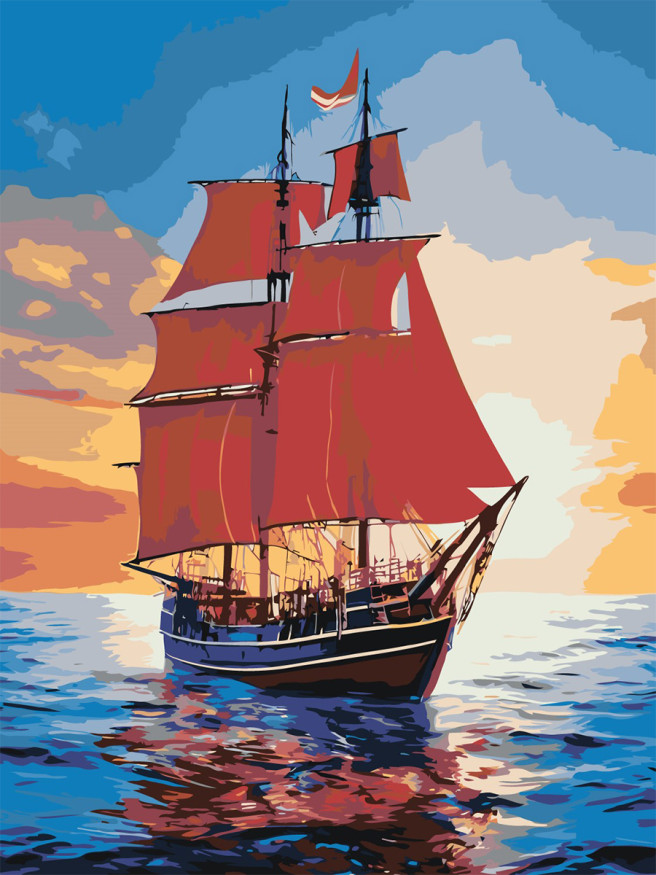 Картина по номерам &amp;quot;Корабль в море&amp;quot;