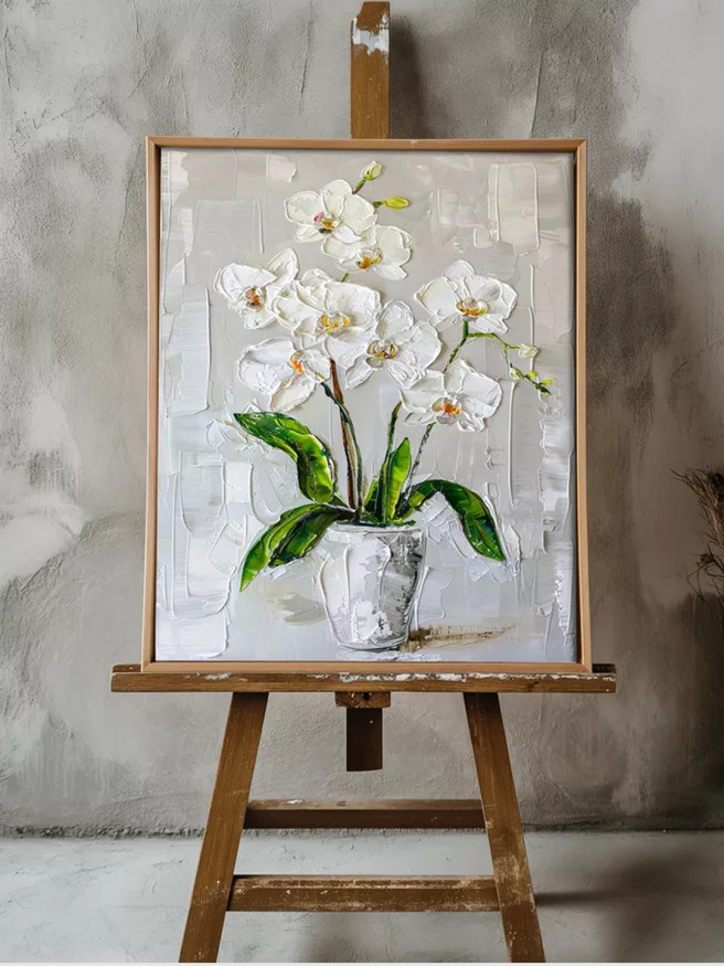 Постер на холсте &amp;quot;Белые орхидеи в вазе&amp;quot;
