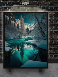 Holstga bosilgan poster "Qishda zumrad daryo"