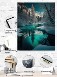 Holstga bosilgan poster "Qishda zumrad daryo"