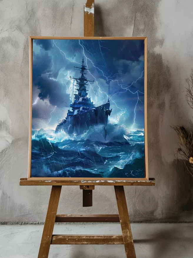 Постер на холсте &amp;quot;Корабль в шторме&amp;quot;