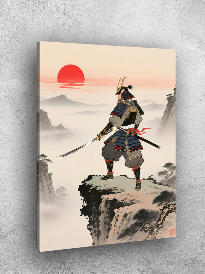 Постер на холсте &amp;quot;Самурай на скале&amp;quot;