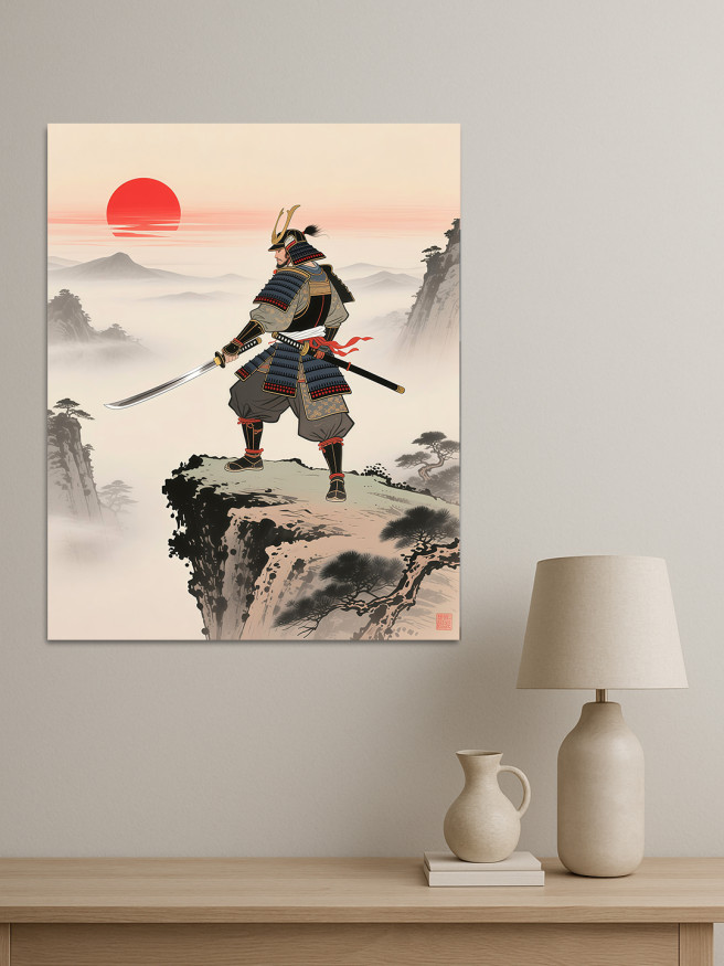 Постер на холсте &amp;quot;Самурай на скале&amp;quot;