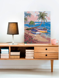 Raqamlar bo&#039;yicha rasm &quot;Palma daraxti yaqinidagi qayiqlar&quot;