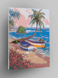 Raqamlar bo&#039;yicha rasm &quot;Palma daraxti yaqinidagi qayiqlar&quot;