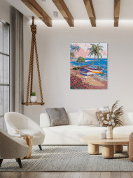 Raqamlar bo&#039;yicha rasm &quot;Palma daraxti yaqinidagi qayiqlar&quot;