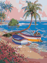 Raqamlar bo&#039;yicha rasm &quot;Palma daraxti yaqinidagi qayiqlar&quot;