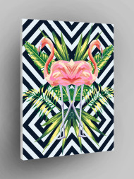 Raqamlar bo&#039;yicha rasm &quot;Flamingo va ko&#039;k gullar&quot;