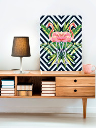 Raqamlar bo&#039;yicha rasm &quot;Flamingo va ko&#039;k gullar&quot;