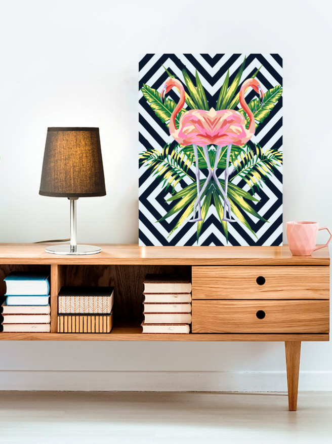 Raqamlar bo&amp;#039;yicha rasm &amp;quot;Flamingo va ko&amp;#039;k gullar&amp;quot;