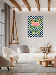 Raqamlar bo&#039;yicha rasm &quot;Flamingo va ko&#039;k gullar&quot;