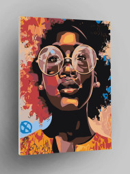 Картина по номерам "Темнокожая девушка в очках"