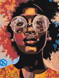 Картина по номерам "Темнокожая девушка в очках"