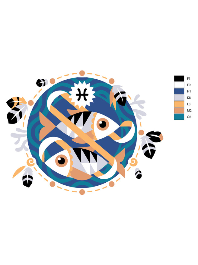 Raqamlar bo&amp;#039;yicha rasm &amp;quot;Ikkita baliq&amp;quot;