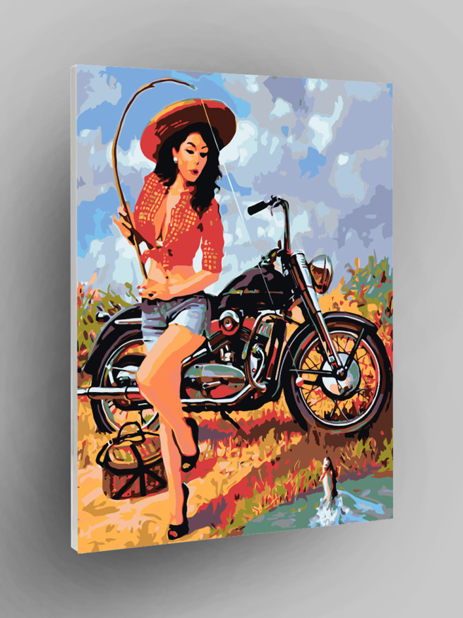 Картина по номерам &amp;quot;Девушка на рыбалке&amp;quot;