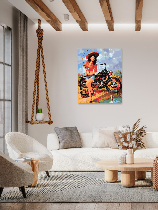 Картина по номерам &amp;quot;Девушка на рыбалке&amp;quot;