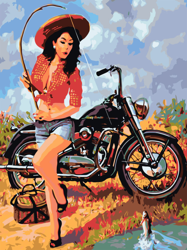 Картина по номерам &amp;quot;Девушка на рыбалке&amp;quot;