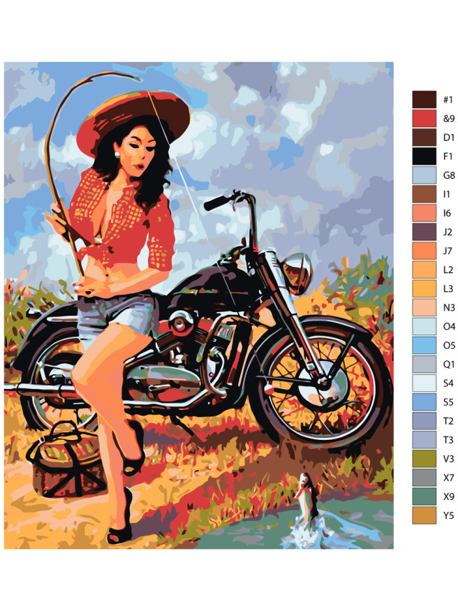 Картина по номерам &amp;quot;Девушка на рыбалке&amp;quot;