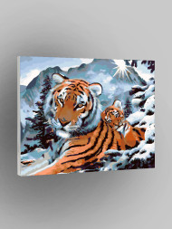 Raqamlar bo'yicha rasm "Yo'lbars va uning bolasi"