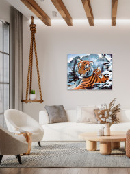 Raqamlar bo'yicha rasm "Yo'lbars va uning bolasi"