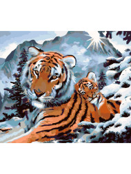 Raqamlar bo'yicha rasm "Yo'lbars va uning bolasi"