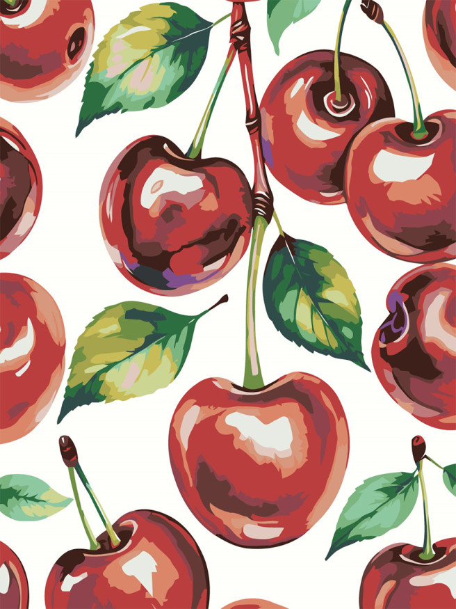 Картина по номерам &amp;quot;Черешня с листочками&amp;quot;