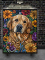 Постер на холсте &amp;quot;Золотистый ретривер в цветах&amp;quot;