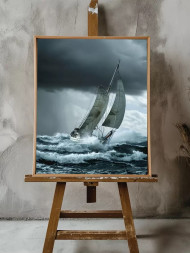 Holstga bosilgan poster &quot;Bo‘ronda yaxta&quot;