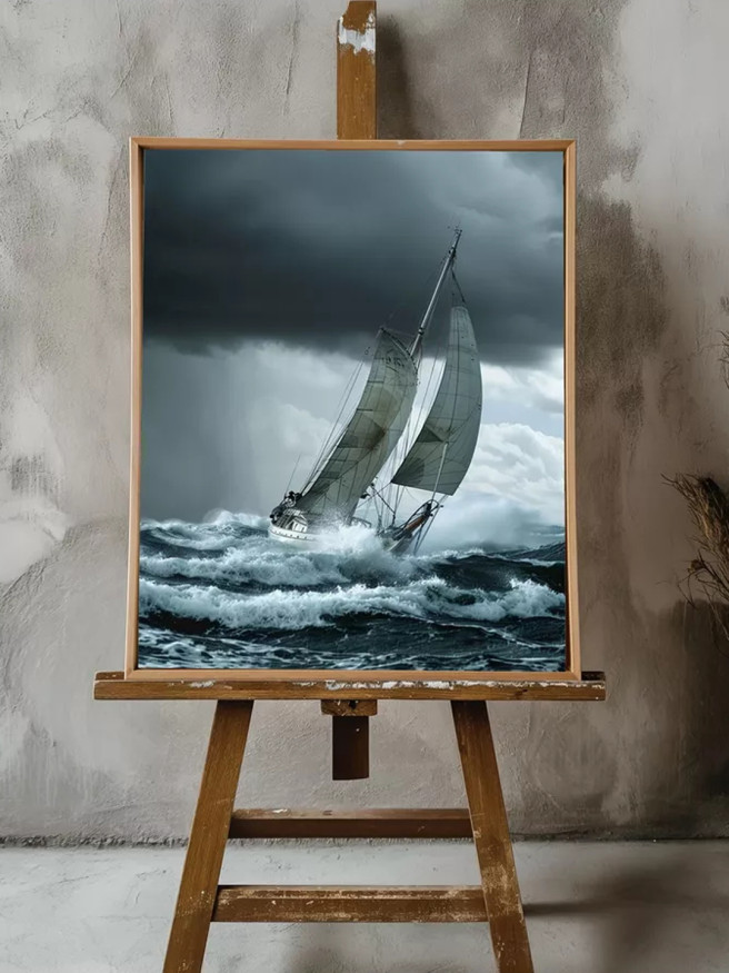 Постер на холсте &amp;quot;Яхта в шторме&amp;quot;