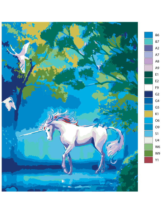 Картина по номерам &amp;quot;Единорог в лесу&amp;quot;