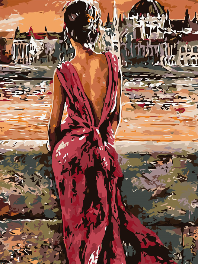 Картина по номерам &amp;quot;Девушка у реки&amp;quot;