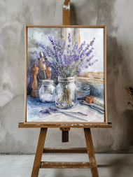 Holstga bosilgan poster "Deraza tokchasidagi lavanda"