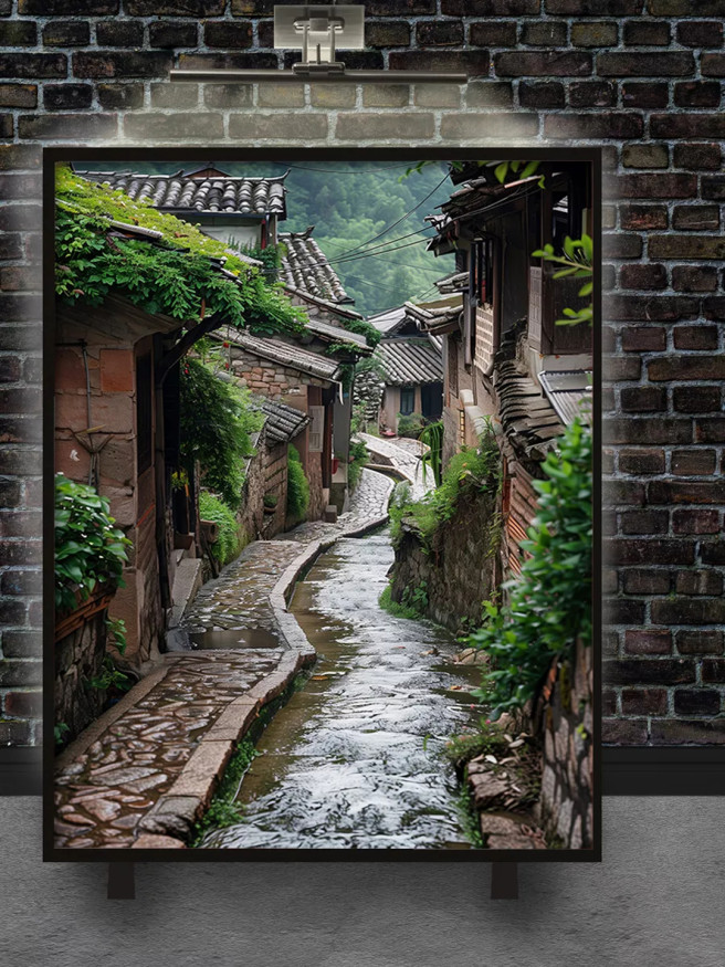 Постер на холсте &amp;quot;Каменная улочка после дождя&amp;quot;