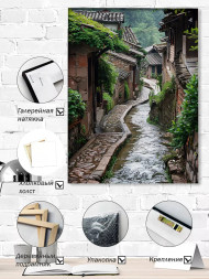 Holstga bosilgan poster "Yomg‘irdan keyingi toshli ko‘cha"