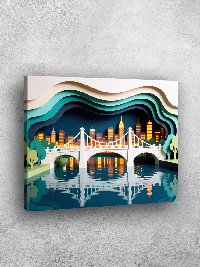 Holstga bosilgan poster &amp;quot;Kechki daryo ustidagi ko‘prik&amp;quot;