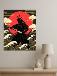 Постер на холсте &amp;quot;Самурай и восходящее солнце&amp;quot;