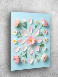 Постер на холсте &amp;quot;Нежный цветочный узор на голубом&amp;quot;