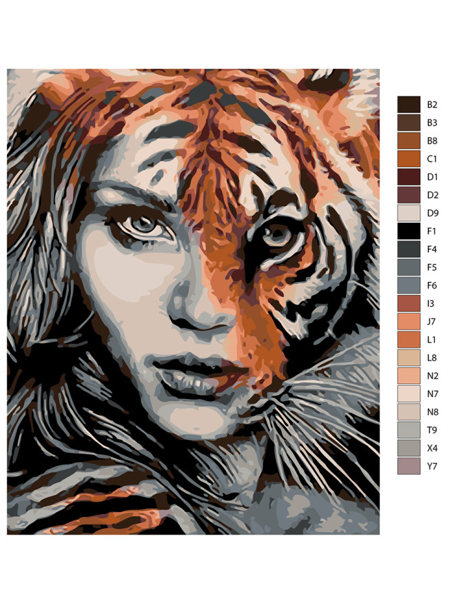 Картина по номерам &amp;quot;Девушка-тигрица&amp;quot;