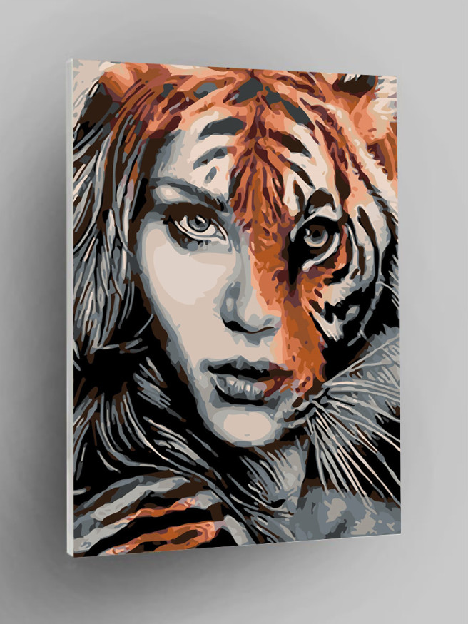 Картина по номерам &amp;quot;Девушка-тигрица&amp;quot;